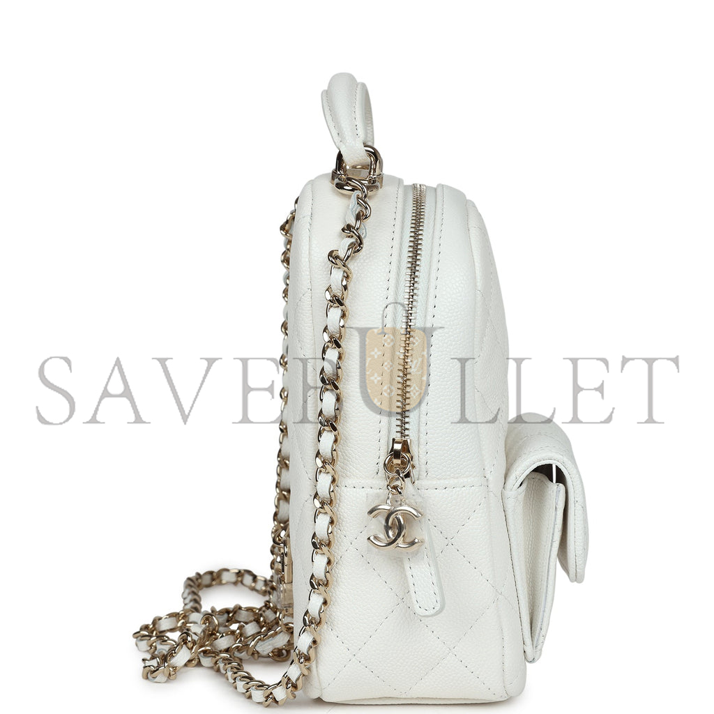Ch*el mini phone holder backpack white caviar light gold hardware ap3753 (18*13*9cm)